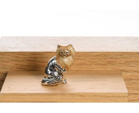 SILVER AND ENAMEL MINIATURE FIGURE, SATURNO modelled as a cat3.5cm highQty: 32g