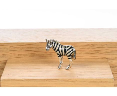 SILVER AND ENAMEL MINIATURE FIGURE, SATURNO modelled as a zebra3cm highQty: 13g