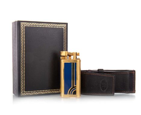 DUNHILL, 'UNIQUE' CIGARETTE LIGHTER, of Art Deco design, gold-plated with enamelled decoration, stamped marks and serial no. 
