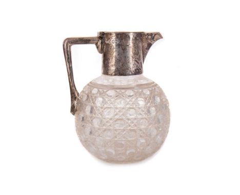 VICTORIAN SILVER MOUNTED CUT GLASS CLARET JUG, WILLIAM HUTTON & SONS (EDWARD HUTTON). LONDON 1893 the mount in the manner of 