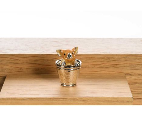 SILVER AND ENAMEL MINIATURE FIGURE, SATURNO modelled as a piglet in bucket3.4cm highQty: 32g