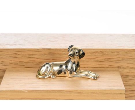 SILVER AND ENAMEL MINIATURE FIGURE, SATURNO modelled as a dalmation6cm wideQty: 37g