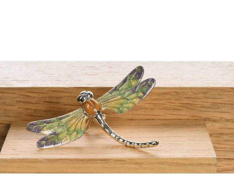 SILVER AND ENAMEL MINIATURE FIGURE, SATURNO modelled as a dragonfly5.5cm longQty: 23g
