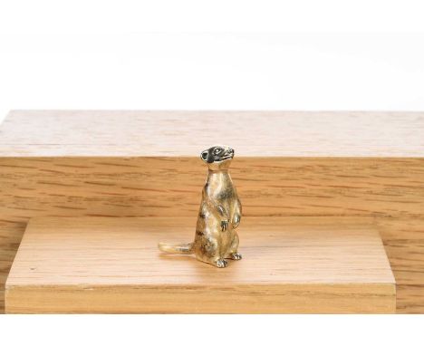 SILVER AND ENAMEL MINIATURE FIGURE, SATURNO modelled as a meerkat3.2cm highQty: 15g