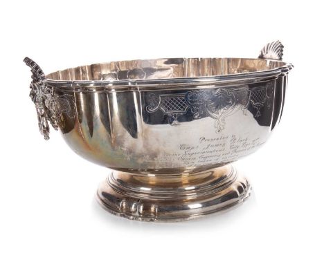 IMPRESSIVE GEORGE V SILVER PRESENTATION BOWL, MAKER RUBBED (POSSIBLY ADIE BROS.), LONDON 1922, RETAILED BY ALEXANDER SCOTT OF