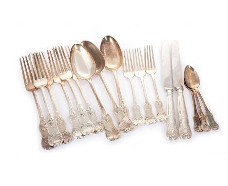 SUITE OF EARLY VICTORIAN SILVER CUTLERY, ROBERT GRAY & SON, GLASGOW CIRCA 1837 Kings pattern, comprising twelve table forks, 