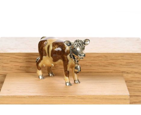 SILVER AND ENAMEL MINIATURE FIGURE, SATURNO modelled as a cow6.5cm wideQty: 59g