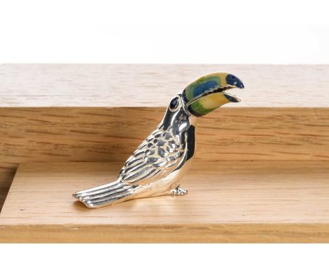 SILVER AND ENAMEL MINIATURE FIGURE, SATURNO modelled as a toucan4cm highQty: 29g
