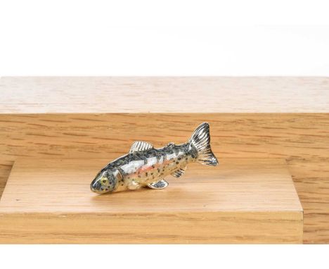 SILVER AND ENAMEL MINIATURE FIGURE, SATURNO modelled as a salmon5cm longQty: 18g