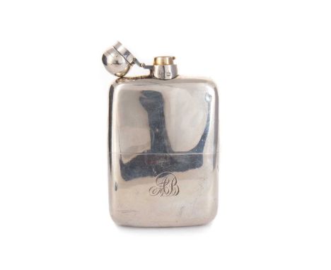 GEORGE V SILVER HIP FLASK, R&W SORLEY, LONDON 1911 of rectangular form with hinged cap12.5cm highQty: 207g
