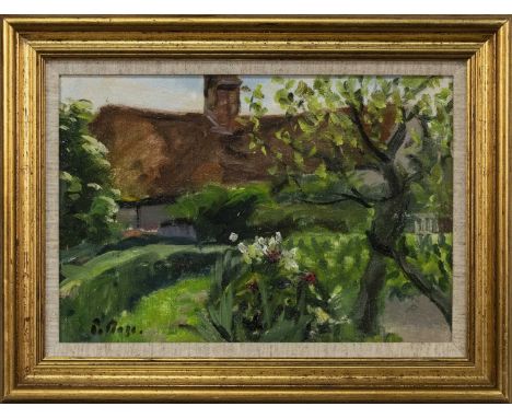 * PAUL LUCIEN MAZE (ANGLO FRENCH 1887 - 1979),THE COTTAGE GARDENoil on canvas board, signed image size 19cm x 29cm, overall s