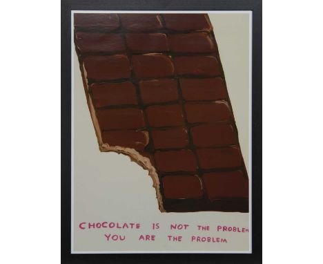 * DAVID SHRIGLEY OBE (SCOTTISH b. 1968),CHOCOLATE IS NOT THE PROBLEMlithograph on 200g Munken Lynx paperimage size 79cm x 59c