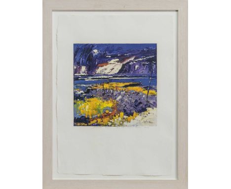 * JOHN LOWRIE MORRISON OBE (JOLOMO) (SCOTTISH b. 1948),BIG SNOW STORM, CARSAIG, MULLlimited edition print on paper, signed, t