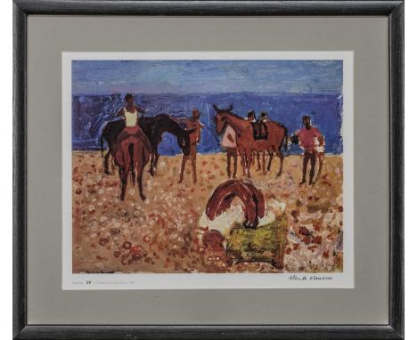 * ALBERTO MORROCCO RSA RSW RP RGI LLD (SCOTTISH 1917 - 1999),RIDERS ON THE BEACH limited edition lithograph on paper, signed 
