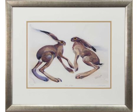 * MARY ANN ROGERS,HARE PLAY limited edition print, signed, titled and numbered 62/500 in pencilimage size 43.5cm x 42.5cm, ov