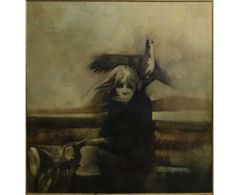 * NEIL DALLAS BROWN (SCOTTISH 1938 - 2003),MESSENGER OF EDENoil on board, signed, titled and dated 1968 label versoimage size