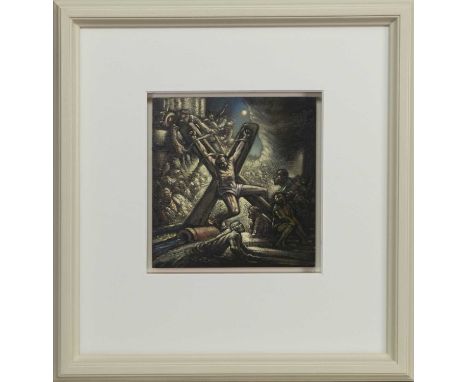 * PETER HOWSON OBE (SCOTTISH b. 1958),STUDY FOR THE CRUCIFIXION OF SAINT ANDREW IIoil on gessoed oak panel, signed, titled la