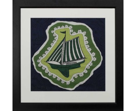 * GRAYSON PERRY RA (BRITISH b. 1960),CUSHION COVER DESIGNfabricimage size 50cm x 51cm, overall 70cm x 70cmMounted, framed and