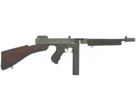 Hergestellt durch Auto-Ordnance Corporation, Bridgeport, Connecticut, U.S.A. Spindelvisier, Lauf mit Kühlrippen und Cutts Co