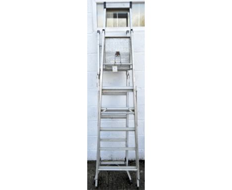 Two metal folding step ladders