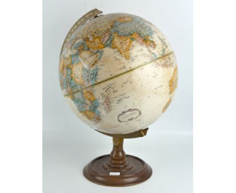 A contemporary 12 inch globe, Replogle, World Class Series, on a turned wood stand