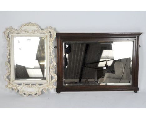 A Victorian mahogany over mantle mirror, with bevelled edge and ribbing to the frame, 66cm x 93cm, together with a Chippendal