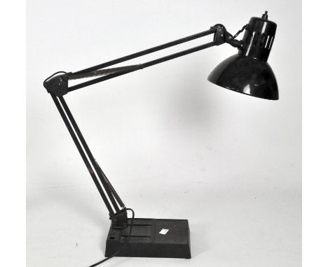 A vintage anglepoise lamp, in black enamel on plastic base, 93cm high