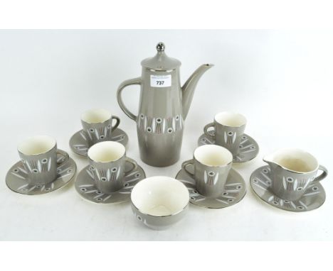 A 'Kon-Tiki' Pallisy ceramic tea service, comprising teapot, cups, saucers, sugar bowl and milk jug