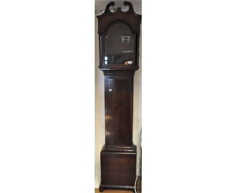 A 19th century mahogany long case clock case, with glazed hood, 223cm high (lacking movement)