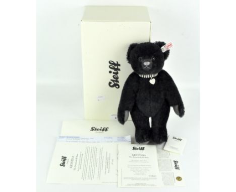 A limited edition black Steiff bear, 'Krystina, The Swarovski Bear', no. 1440, height 30cm, with certificate, boxed