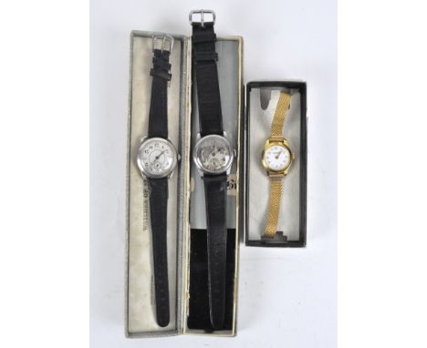 A vintage Swiss made silver cased wristwatch, 15 jewel manual wind movement, its dial with Arabic numerals denoting hours and
