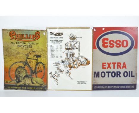 A Phillips bicycle metal advertising sign, early 20th century, printed in colours with 'Phillips, All-British Quality Bicycle