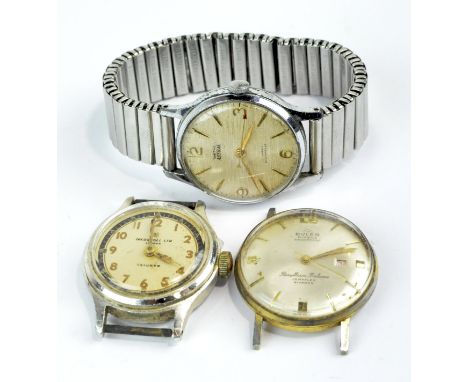 Three vintage gents wristwatches, comprising; Smiths Astral manual wind, Buler beryillium balance 21 jewel and an Ingersoll T