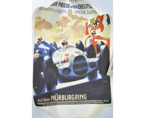 A limited edition print of a poster advertising the German Grand Prix 1939, 701/850, together with the certficate, 93cm x 66c