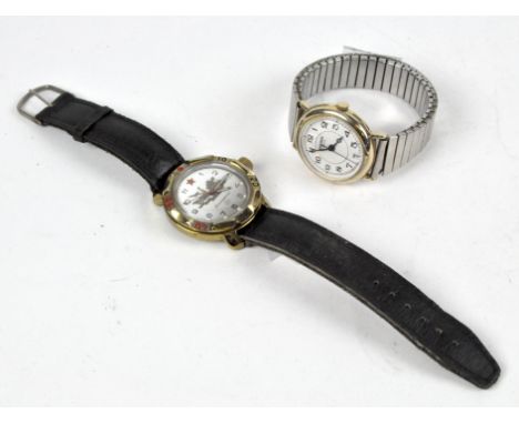 A Sekonda 19 jewel manual wind wristwatch, the dial with Arabic numerals denoting hours, on expanding strap, together with a 