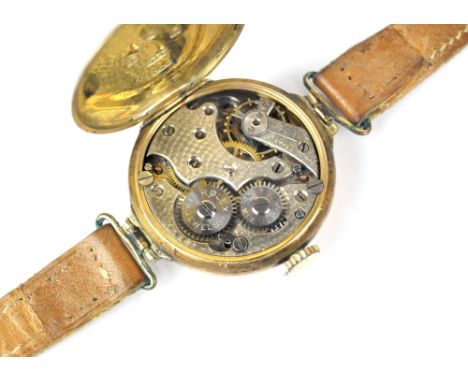 A mid century gents 9ct gold cased "Rolex" wristwatch, the enamel dial with Arabic numerals denoting hours, the movement mark