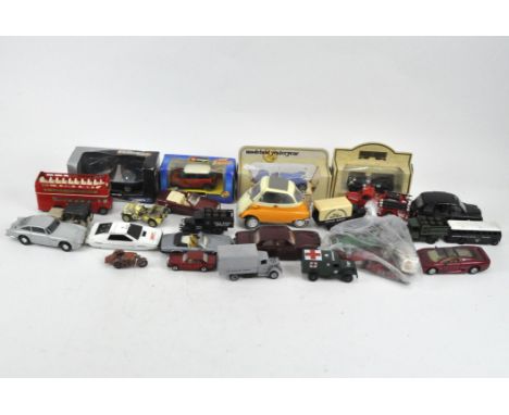 A collection of die cast model vehicles, to include Corgi Aston Martin DB5, Maisto Jaguar XJ220 and Lledo days gone vehicles