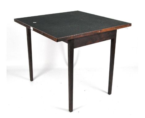 A mahogany folding card table, with green felt covering to the top, width 77cm.