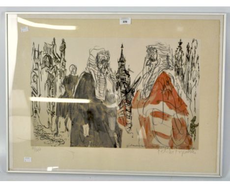 A print titled 'Westminster Hall - The Reopening of the Law Courts', signed Felix Topolski and numbered 61/250, sheet size 52