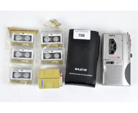 A Sanyo Micro cassette recorder and accessories