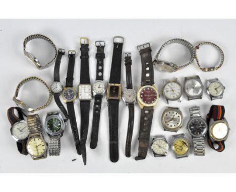 A collection of assorted vintage wristwatches, including a Lucerne 'unbreakable mainspring' Timex 200 feet and a Verdana 17 j