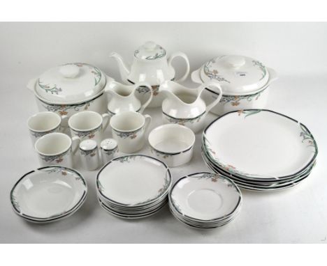 A Royal Doulton part tea and dinner service, in the 'Juno' pattern, including cups, saucers, tureens, shakers and plates, tog