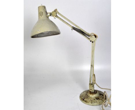 An Anglepoise style adjustable desk lamp by 1001 lamps, with white enamel shade.