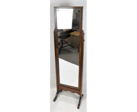 A 20th century Cheval mirror, with mahogany frame and splayed supports, height 150cm.