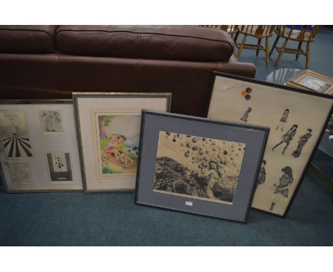 Framed Pictures and Prints including 1970's Abstracts by R. Ward 