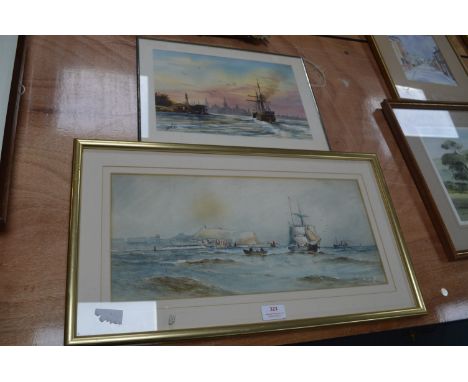 Watercolour Seascape of Scarborough by Austin Smith plus One Other 
