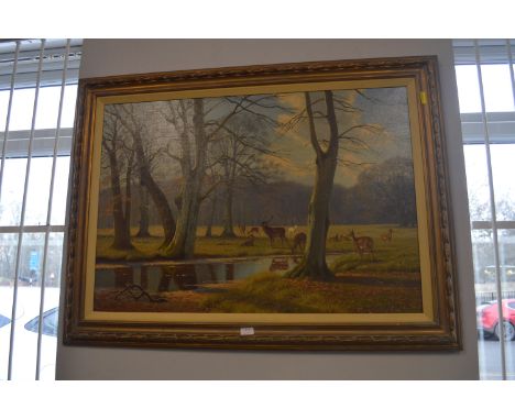 Oil on Canvas Woodland View of Dyrehaven by K. Drews 1939 