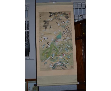 Chinese Scroll Painting of Birds 