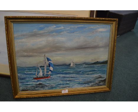 Oil on Canvas Seascape by A. Woodhead