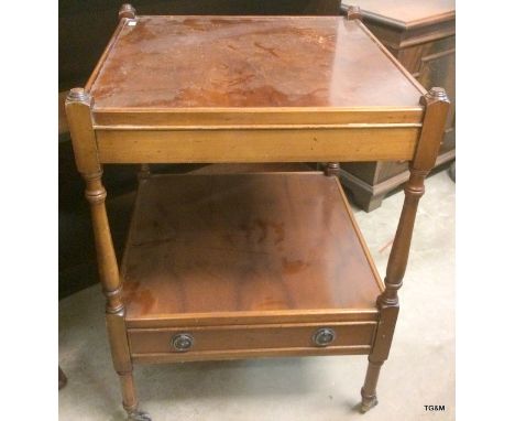 A mahogany square lamp table with drawer 65 x 45 x45